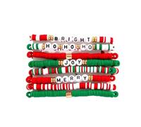 FDEETY Weihnachtliches Armband Damen Buntes Perlenarmband mit Weihnachtsmotiven Perfekt für Festival Outfit und Schmuckliebhaber