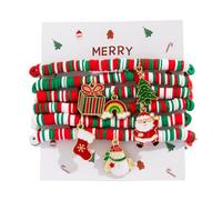 FDEETY Weihnachtliches Armband Damen Buntes Perlenarmband mit Weihnachtsmotiven Perfekt für Festival Outfit und Schmuckliebhaber(SET C)
