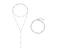 FDGGT 1 Doppellagige Halskette Und 1 Doppellagiges Armband, Modischer Und Schlichter Schmuck, Eleer Stapelschmuck, Bekleidungsaccessoires, Damenschmuck