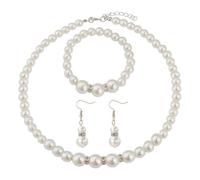 FDGGT 1 Halskette, 1 Armband Und 1 Paar Ohrringe, Kunstperlenschmuck, Eleer Perlenschmuck, Bekleidungsaccessoires, Damenschmuck