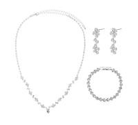 FDGGT 1 Halskette, 1 Armband Und 1 Paar Ohrringe, Schlichter Modeschmuck, Funkelnder Schmuck, Mit Strasssteinen Besetzter Schmuck, Partyschmuck