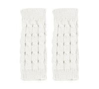 FDGGT 1 Paar Weiße Fingerlose Damenhandschuhe, Warme Wollhandschuhe, Einfache Strickhandschuhe, Weiche Elastische Handschuhe