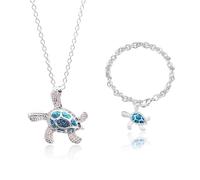 FDGGT 1 Schildkröten-Halskette, 1 Schildkröten-Armband, Schildkröten-Anhänger-Schmuck, Metall-Choker-Armbänder, Damenbekleidungsaccessoires