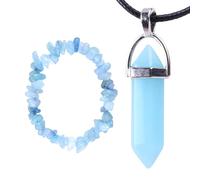 FDGGT 1 Stück Saphir-Armband Und 1 Stück Leuchtende Halskette, Unregelmäßiges Kristallarmband, Eleer Und Schlichter Schmuck, Damenschmuck