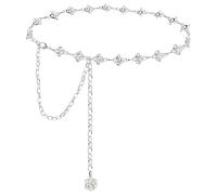 FDGGT 1 Stück Silberne Strass-Taillenkette, Metall-Taillenkette, Dekorative Taillenkette, Körperschmuck, Verstellbare Taillenkette