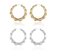 FDGGT 2 Paar Bambus-Ohrringe, Kreative Design-Ohrringe, Bekleidungszubehör, Modische Ohrringe, Creolen, Damenschmuck