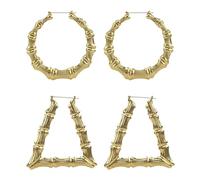 FDGGT 2 Paar Bambusohrringe, Kreative Ohrringe, Modische Personalisierte Ohrringe, Bekleidungsaccessoires, Damenschmuck