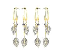 FDGGT 2 Paar Blattförmige Ohrringe, Mit Strasssteinen Besetzte Ohrringe, Elee Hängeohrringe, Modische Ohrringe, Bekleidungsaccessoires