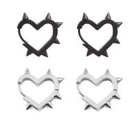 FDGGT 2 Paar Herzförmige Nietenohrringe, Punk-Stil-Ohrringe, Modische Ohrringe, Gothic-Stil-Ohrringe, Bekleidungszubehör
