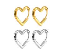 FDGGT 2 Paar Herzförmige Ohrringe, Modische Und Einfache Ohrringe, Metallohrringe Für Damen, Personalisierte Und Vielseitige Ohrringe, Bekleidungszubehör