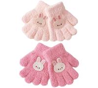 FDGGT 2 Paar Kaninchenhandschuhe, Süße Tierhandschuhe, Kinder-Strickhandschuhe, Weiche Warme Handschuhe, Plüschhandschuhe