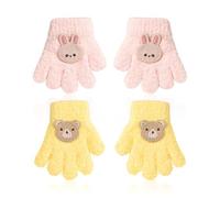 FDGGT 2 Paar Kinderhandschuhe, Süße Handschuhe, Plüschhandschuhe, Winterwarme Handschuhe, Dehnbare Weiche Handschuhe