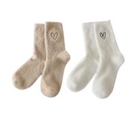 FDGGT 2 Paar Plüschsocken, Socken Mit Herzmuster, Schlafsocken, Bodensocken, Weiche Warme Socken, Süße Socken Für Damen