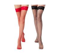 FDGGT 2 Paar Spitzensocken, Damensocken, Rutschfeste Silikonsocken, Sexy Netzsocken, Netz-Kniestrümpfe, Strümpfe