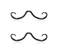 FDGGT 2 Stück Edelstahl-Schnurrbart, Schwarzer Durchbohrter Nasenring, Kreativer Körperpiercing-Schmuck, Personalisierter Nasenschmuck