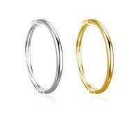 FDGGT 2 Stück Glänzende Metallarmbänder, Modische Und Schlichte Armbänder, Damenschmuck, Bekleidungsaccessoires (Gold, Silber)