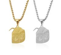 FDGGT 2 Stück Halsketten, Saftbox-Anhänger-Halskette, Herren-Metallhalskette, Personalisierte Modekette, Halskettenschmuck