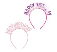 FDGGT 2 Stück Happy Birthday-Stirnbänder, Buchstaben-Stirnbänder, Glänzender Regen-Haarschmuck, Geburtstagsparty-Stirnband-Dekorationen