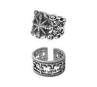 FDGGT 2 Stück Modische Statement-Ringe, Verstellbare Ringe, Ringe Mit Vintage-Gravur, Metallringe