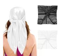 FDGGT 2 Stück Satin-Kopftuch, Großer Quadratischer Schal, Einfacher Und Elegant, Damenschal, Multifunktionaler Dekorativer Schal