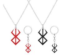 FDGGT 2 Stück Schlüsselanhänger Und 2 Stück Halsketten, Halsketten Mit Metallanhänger, Kreativer Designschmuck, Modeschmuck, Bekleidungsaccessoires