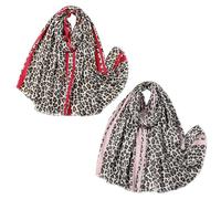 FDGGT 2 Stück Seidenschal Mit Leopardenmuster, Vintage-Band, Rechteckiges Band, Warmes Band, Modischer Schal, Leichter Schal