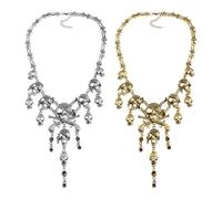 FDGGT 2 Stück Totenkopf-Halsketten, Personalisierte Retro-Halsketten, Modische Metallketten, Kreative Styling-Halsketten, Bekleidungszubehör