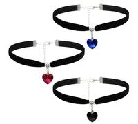 FDGGT 3 Stück Herz-Anhänger-Halsband, Samt-Halsband, Gothic-Halsband, Verstellbares Halsband, Bekleidungszubehör