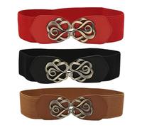FDGGT 3 Stück Retro-Dekorativer Rosenschnallengürtel, Rot, One Size, Weiblich, Erwachsener