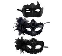 FDGGT 3 Stück Schwarze Masken, Sexy Augenmaske Für Frauen, Halbgesichtsmaske Für Männer, Rollenspiel-Requisiten, Party-Maskerade-Maske