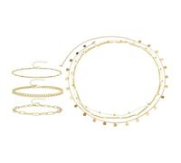 FDGGT 3 Stück Taillenketten Und 3 Stück Fußkettchen, Einfacher Personalisierter Schmuck, Modeschmuck, Mehrschichtiger Schmuck, Körperschmuck Aus Metall