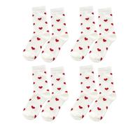 FDGGT 4 Paar Socken Mit Liebesdruck, Weiche Wadensocken, Süße Socken, Damensocken, Elastische Baumwollsocken