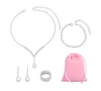 FDGGT 5 Stück Schmuck Und 1 Schmuckbeutel, Strassschmuck, Funkelnder Schmuck, Eleer Schmuck, Kleiderdekorationszubehör