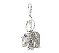 Fdit Glänzender Elefanten-Schlüsselanhänger, Galvanisierter Schlüsselanhänger mit Elastischem Haken für Autozubehör, Retro-Schlüsselanhänger für Frauen und Mädchen (SILVER)