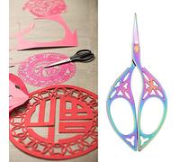 Fdit Schere Im Vintage-Blatt-Design, Handarbeitsschere aus Edelstahl mit Einzigartigem Griff, Zum Sticken, Nähen, Basteln (COLORFUL)