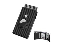 fdsmall Airtag Wallet for Men, Ultra Slim Carbon Fiber RFID Blocking Smart Wallet - Holds 8-10 Cards, 10+ Bills & 1 ID Card with Secure Airtag Compartment (Black)