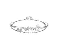 fdsmall Armband für Frauen Boho Einstellbar Silber Hohl Schmetterling Layered Stacking Link Kette Armbänder Schmuck Geschenk für Lady Frauen und Mädchen (01)