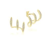 fdsmall Gebogene Ohrringe Frauen Gold Ohrringe Ohrmanschette Huggie Ohrringe Cubic Zirkonia Piercing Klauenohrring 14K Gold Ohrstecker Knorpel Wrap Hoop Ohrringe für Frauen