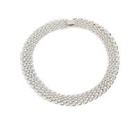 fdsmall Halskette Silber Punk Hip Hop Chunky Halskette Statement Linked Wide Chokers Halsketten Schmuck für Frauen und Mädchen