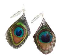 fdsmall Pfauenfeder-Ohrringe für Frauen - Böhmische Lange Feder Baumeln Hypoallergen Boho Quaste Natürliche Tropfen (04)