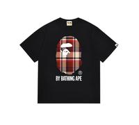 FDTURES 24ss Paar Mode Casual BAP T-Shirt Mit Affenkopf Und Kleinen Affen Camouflage Rundhalspullover Loses Kurzärmeliges T-Shirt-color4||L