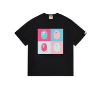 FDTURES 24ss Paar Mode Casual BAP T-Shirt Mit Affenkopf Und Kleinen Affen Camouflage Rundhalspullover Loses Kurzärmeliges T-Shirt-color1||L