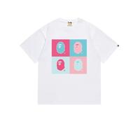 FDTURES 24ss Paar Mode Casual BAP T-Shirt Mit Affenkopf Und Kleinen Affen Camouflage Rundhalspullover Loses Kurzärmeliges T-Shirt-color2||L