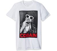 FEA Kurt Cobain Herren T-Shirt, Schwarz und Weiß, Weiß, XX-Large