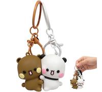 Fealkira Bubu Dudu Schlüsselanhänger Paar Magnetisch 2 Stück, PVC Bär Anhänger Robust 5cm, für Pärchen Geschenke Tasche Rucksack Bag Charms Alltag