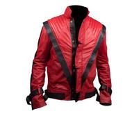 Feather Skin Michael Jackson Thriller Faux Lederjacke in rot-xs