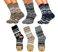 FEBE 3 Paar Alpaka Socken 44-47 Weihnacht Motiv Dick Flauschig Warm Alpakawolle Lustige Bunte Wollsocken Wintersocken