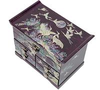 February Mountain Mother of Pearl Wooden Jewelry Organizer Box - Jewelry Storage Box for Women, Features Spacious Drawers, Ideal for Rings, Bracelets, Watches, Chains, Accessories (Crane_Purple)