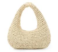 Fecialy Strohsack für Damen Halbmond Schulter Handtasche Stroh Sommer Strand Tote Handtasche Raffia gewebt Hobo Bag