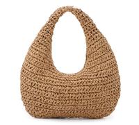Fecialy Strohsack für Damen Halbmond Schulter Handtasche Stroh Sommer Strand Tote Handtasche Raffia gewebt Hobo Bag